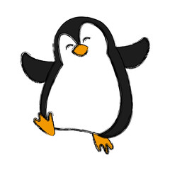 Penguin christmas cartoon icon vector illustration graphic design