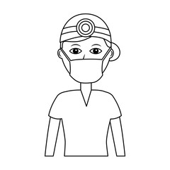 professional surgeon medical uniform clothes vector illustration outline design