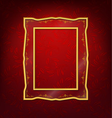 Gold vintage picture frame on wall