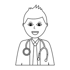 doctor physician medical staff portrait character vector illustration outline design