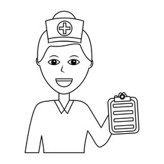 portrait female doctor medical healthcare character vector illustration outline design