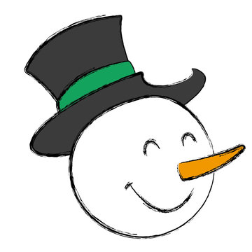 Snowman face christmas cartoon icon vector illustration graphic design