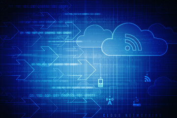 2d rendering Cloud online storage icons with wifi