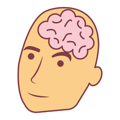 brain storming with human profile vector illustration design