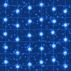 New Year and Christmas Vector Background with Lights and Falling Snow. Abstract Festive Background. Vector Illustration.