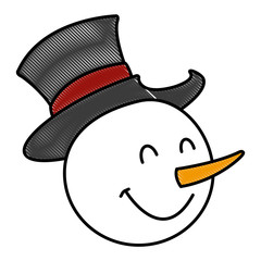Snowman face christmas cartoon icon vector illustration graphic design
