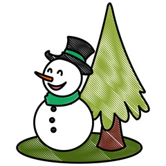 Snowman christmas cartoon icon vector illustration graphic design