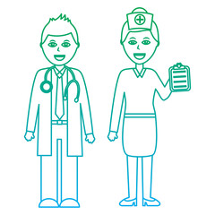 doctors man and woman  healthcare icon image vector illustration design  green to blue ombre line