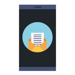 smartphone device with envelope vector illustration design