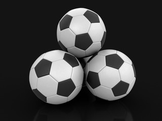 Fototapeta na wymiar Pile of Soccer footballs. Image with clipping path