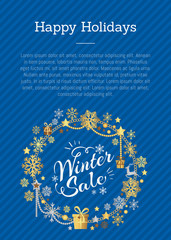 Winter Sale Poster in Frame Made of Snowflakes
