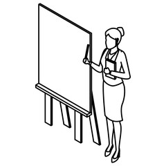 Business woman presentation icon vector illustration graphic design