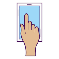 hand with smartphone device isolated icon vector illustration design