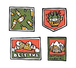 Beer pub posters, stickers, emblems