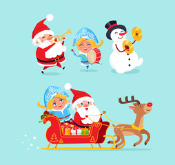 Obraz na płótnie Canvas Santa Claus and Snow Maiden Vector Illustration