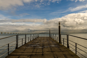 A pier with view to Vasco da Gama bridge