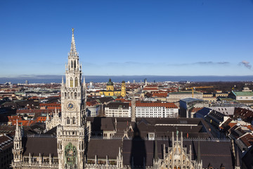aerial of Munich city hall  in beautiful weather