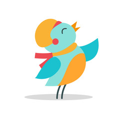 Bird with Hat and Scarf Vector Illustration Icon