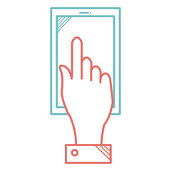 hand with smartphone device isolated icon vector illustration design
