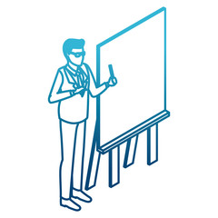 Businessman on presentation icon vector illustration graphic design