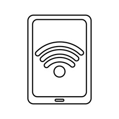 tablet computer wifi internet connection signal vector illustration outline image