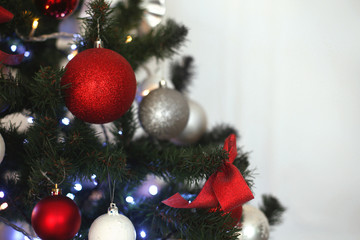 Fototapeta na wymiar Christmas tree, gifts decoration isolated on white background. December, winter holiday xmas.