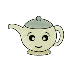 kawaii teapot  vector illustration