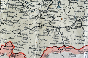German vintage map of Central Europe circa 1944 fragment.Europe under occupation.History of European integration. 
