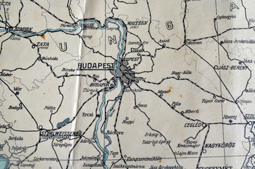 Obraz premium German vintage map of Central Europe circa 1944 fragment.Europe under occupation.History of European integration. 