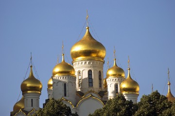 Fototapeta na wymiar Old architecture of Moscow Kremlin. Popular landmark. Color photo.