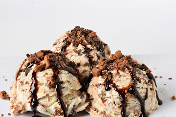 Vanilla Chocolate Icecream with Syrup and Cocoa for Package Design