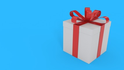 Gift pack on the blue background, 3d rendering