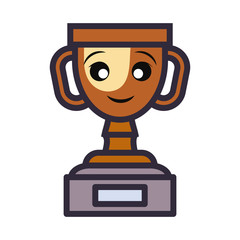  kawaii trophy  cup  vector illustration