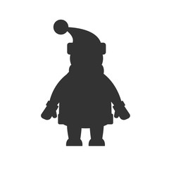 Santa Claus Icon Isolated on Wite Background. Dark Graphic Sign. Cartoon Christmas Character. Vector Illustration.