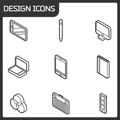 Design outline isometric icons
