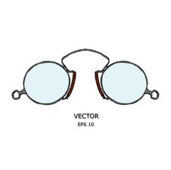  old glasses on a bright background. Vector illustration