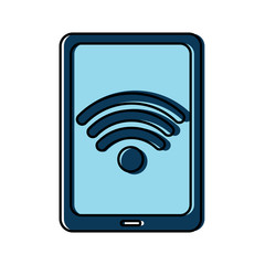 smartphone with wifi signal on screen gadget icon image vector illustration design 