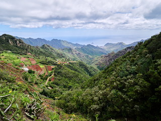 Fototapeta na wymiar aearial view of small village in Anaga Natural Park, Tenerife, Canary Islands, Spain