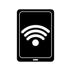 tablet computer wifi internet connection signal vector illustration  pictogram image