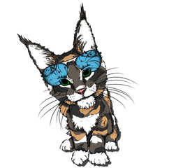 Portrait of a cat in a glasses. Can be used for printing on T-shirts, flyers, etc. Vector illustration