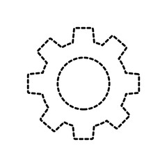 single gear icon image vector illustration design  black dotted line