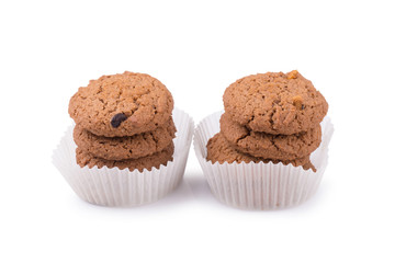 Chocolate cookies isolated on a white background