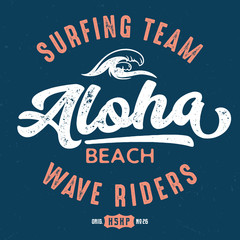 Fototapeta premium Aloha Beach Wave Riders - Tee Design For Print