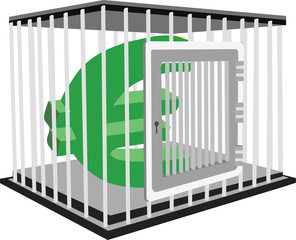 gabbia di ferro con dentro simbolo euro