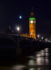 Fototapeta na wymiar London cityscape with Westminster Bridge and Elizabeth Tower or Big Ben at night