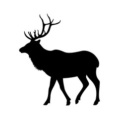 big deer vector illustration  black silhouette  profile