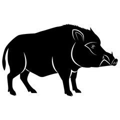 Vector, flat image of a wild boar on an isolated white background