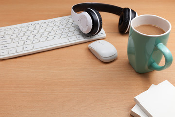 Business office table with computer Objects for business and office Equipment,Empty space for your text