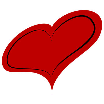 Vector image of a flat heart icon. Red heart on white isolated background.