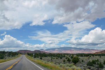 Utah Scenic Byway Route 12 descending to the Capitol Reef National Park entrance
Torrey, Wayne County, Utah, USA